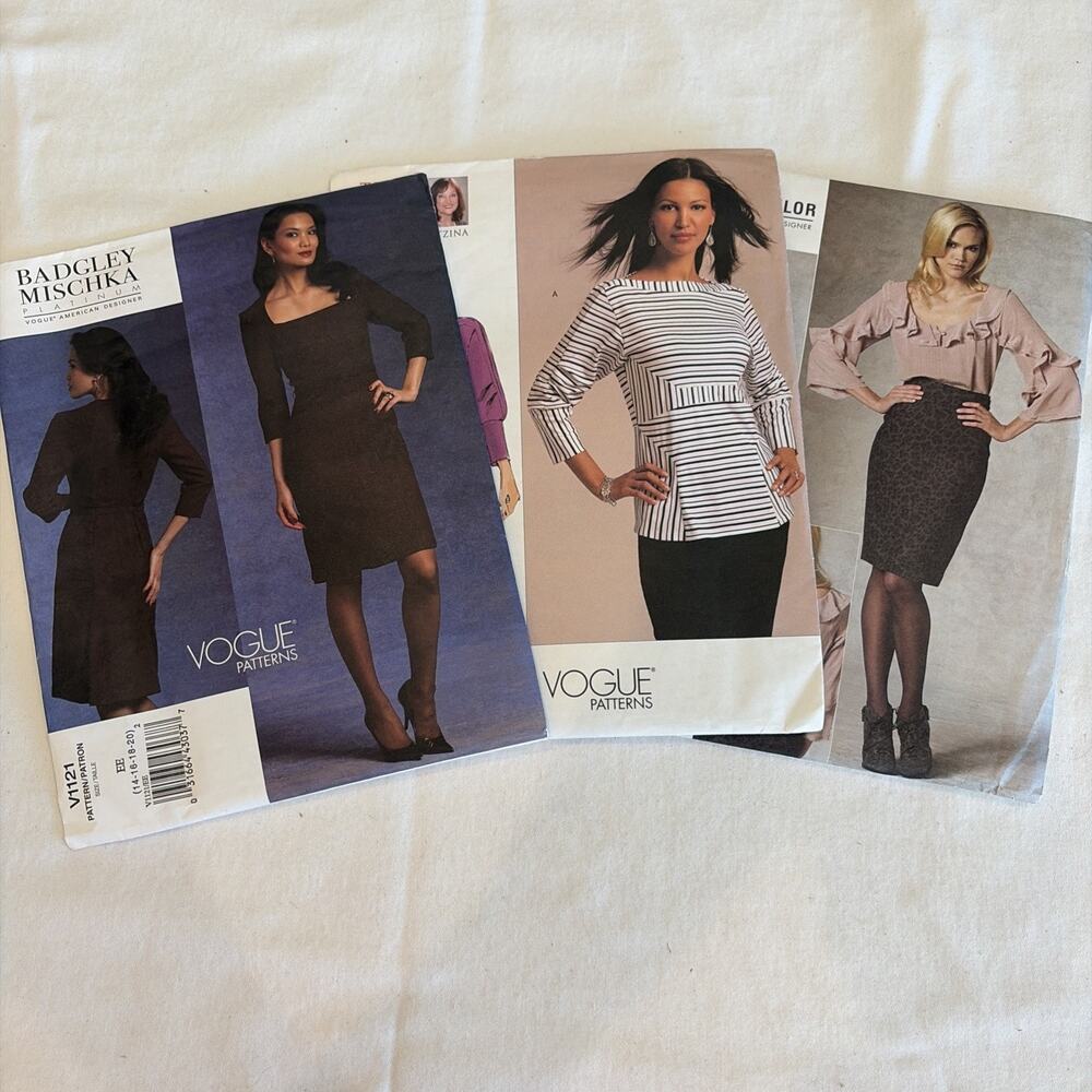 Your Choice One of Three Vogue Designer Patterns Patterns. V1109, V1121, V1190